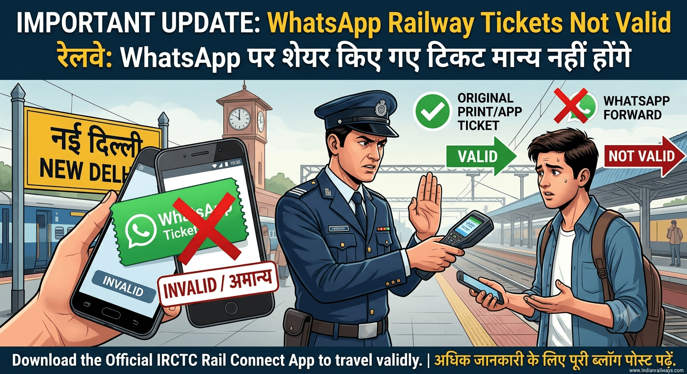 Railways: WhatsApp Tickets Not Valid | रेलवे: WhatsApp पर शेयर किए गए टिकट मान्य नहीं होंगे
