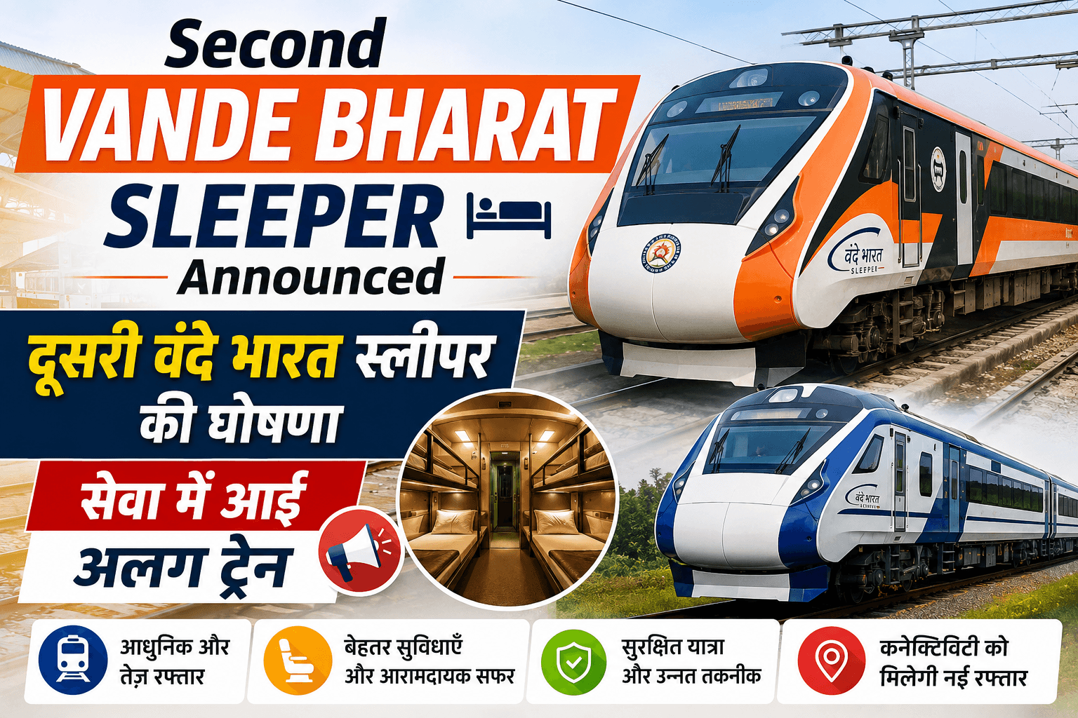 Second Vande Bharat Sleeper Announced, Different Train Launched | दूसरी वंदे भारत स्लीपर की घोषणा, सेवा में आई अलग ट्रेन