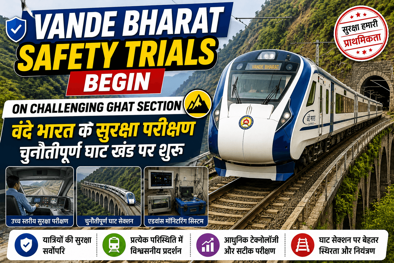 Vande Bharat Safety Trials Begin on Challenging Ghat Section | वंदे भारत के सुरक्षा परीक्षण चुनौतीपूर्ण घाट खंड पर शुरू