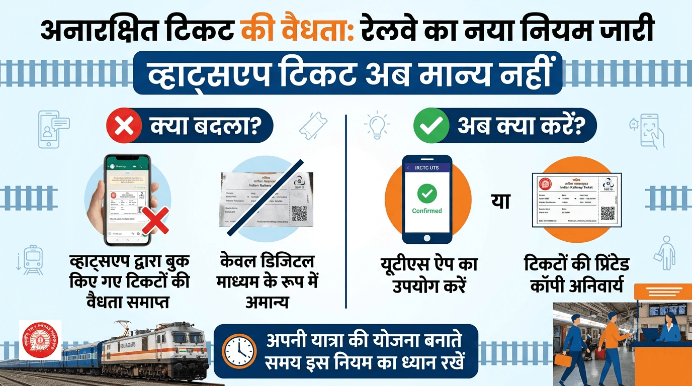 Unreserved Ticket Validity | व्हाट्सएप टिकट अब नहीं मान्य, रेलवे का नया नियम जारी