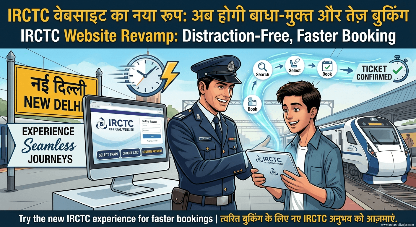IRCTC वेबसाइट का नया रूप: अब होगी बाधा-मुक्त और तेज़ बुकिंग | IRCTC Website Revamp: Distraction-Free, Faster Booking