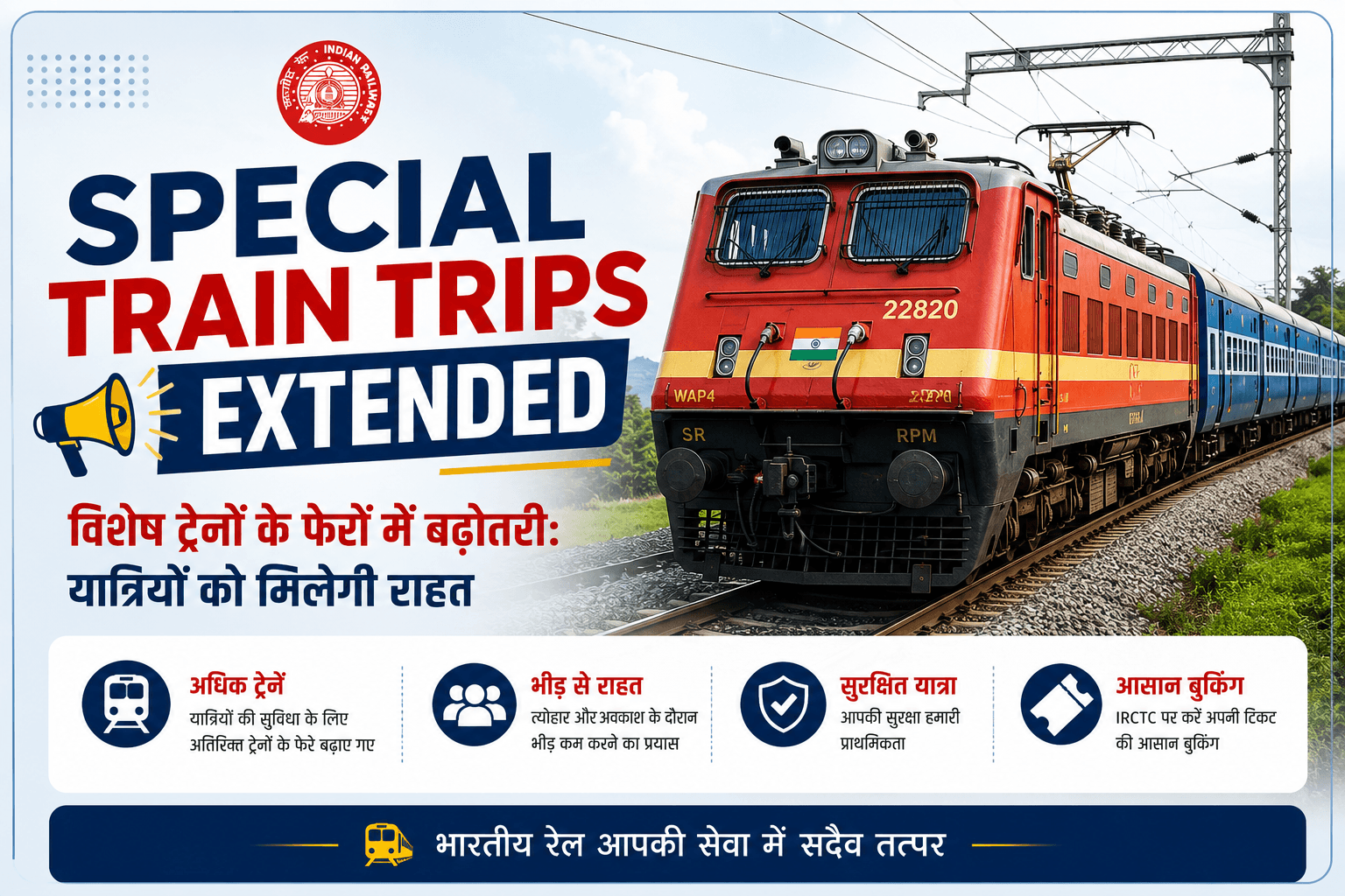 Special Train Trips Extended | विशेष ट्रेनों के फेरों में बढ़ोतरी: यात्रियों को मिलेगी राहत