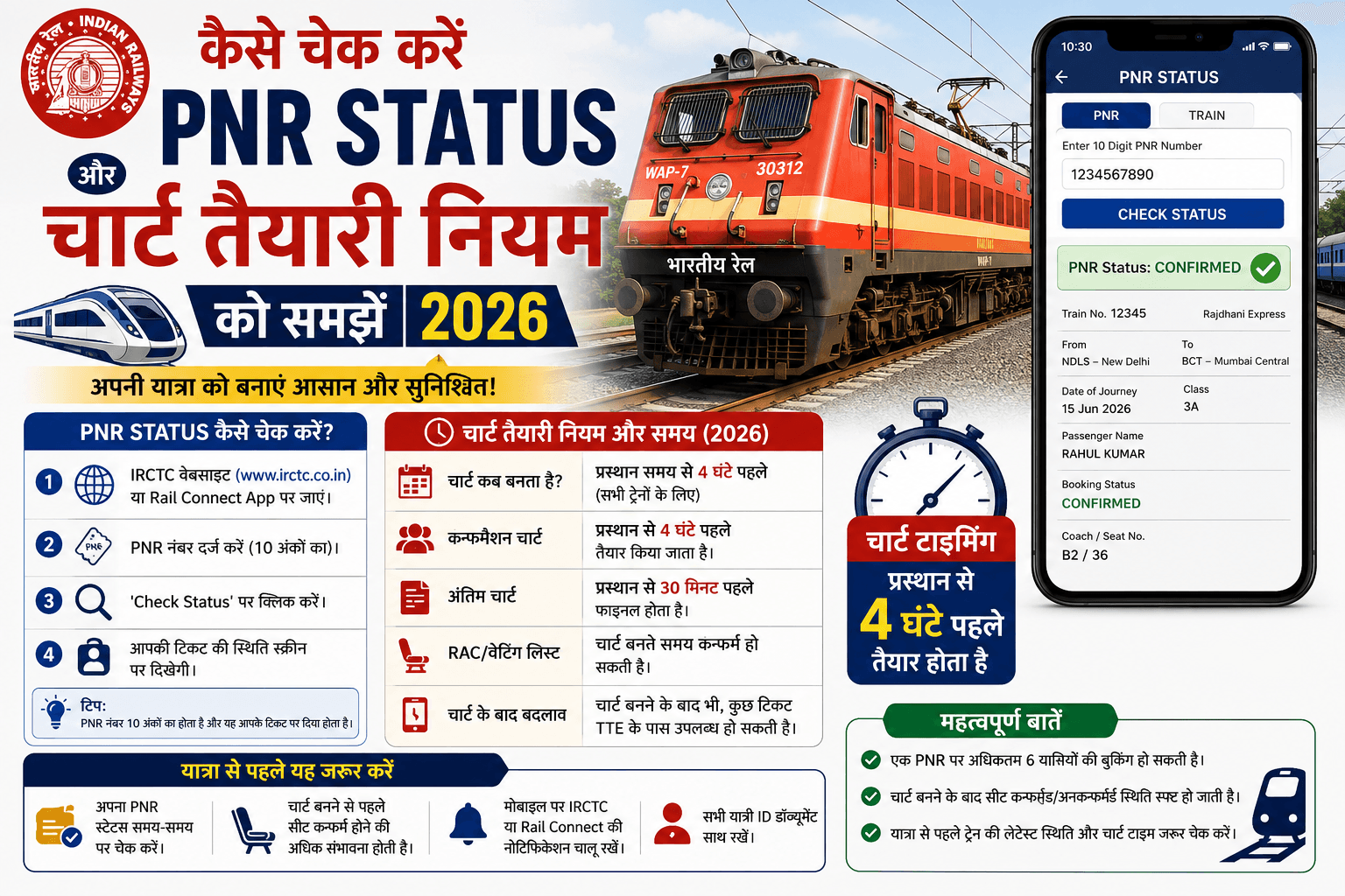 PNR Status Check & Chart Preparation Rules | PNR स्टेटस कैसे चेक करें और चार्ट बनने के नियम